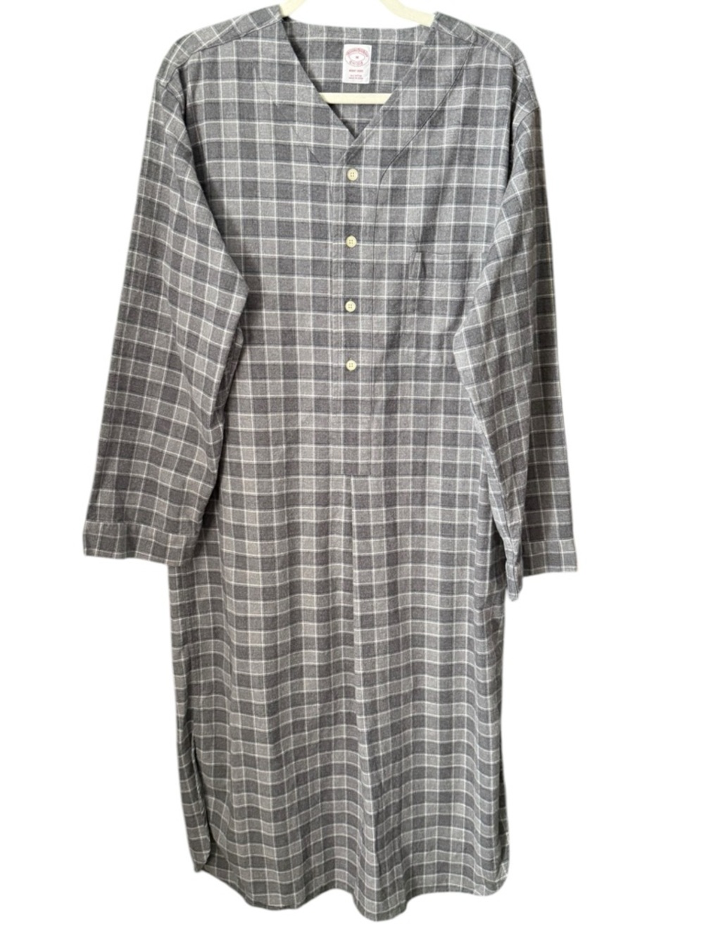 Brooks Brothers Mens Sleep Shirt Soft Cotton Tartan Gray Plaid Size Medium - Picture 2 of 6